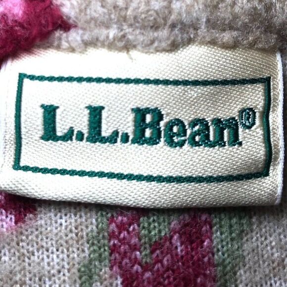 Vintage 90s L.L. Bean Floral Cottagecore Grandma Knit Sweater Winter Cardigan /M - Picture 6 of 6
